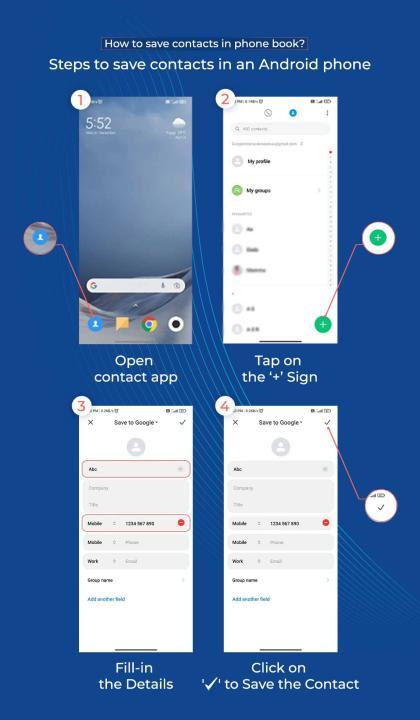 Steps to save contacts in an Android phone